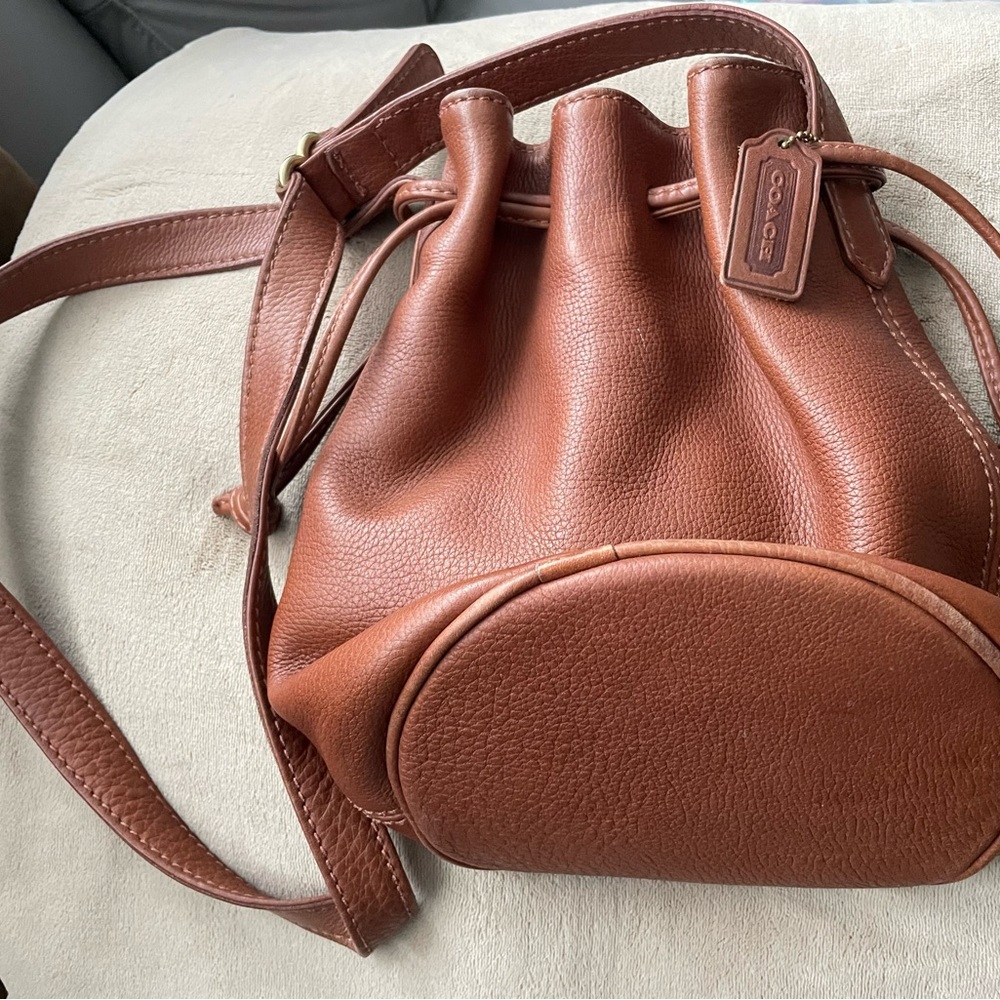 Coach Brown Leather Drawstring Bucket Bag - Picture 2 of 3
